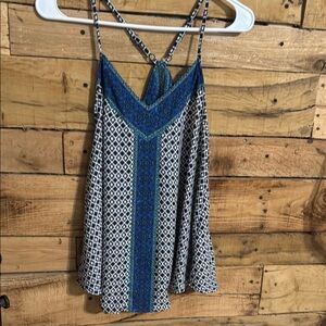 Blue and White Patterned Women's Top